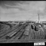 Savannah, ca. 1930. View of dock area. Warehouses seen in the background. In the foreground are railroad connections needed to connect with the water transportation available at Savannah.