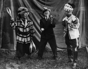 Lambdin Kay and clowns juggling, 1920-1929. M004_1069, WSB Radio Records, Popular Music and Culture Collection, Special Collections and Archives, Georgia State University Library.