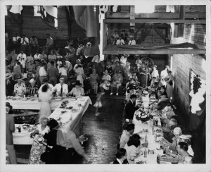 Photograph of a banquet, Perry, Georgia, 1945. Photograph shows a dinner held when General Courtney Hodges visited Perry, Georgia, in 1945. Houston County Public Library, Perry, Georgia.