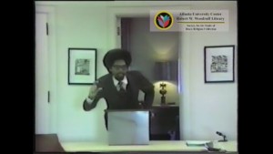 Still from The Generic Structure of Afro-American Theology and Response by Cornel West and Book Review by Cornel West and Charles Long. Society for the Study of Black Religion Collection, Robert W. Woodruff Library