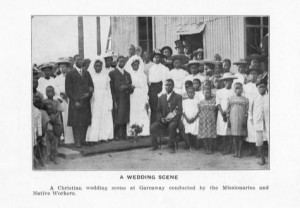 Photogravures booklet 19, A wedding scene. A Christian wedding scene at Garraway, Liberia conducted by the missionaries. Anna E. Hall Collection, Photographs, Robert W. Woodruff Library