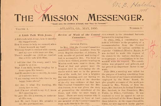 July 1895 issue of the Mission Messenter (front cover)